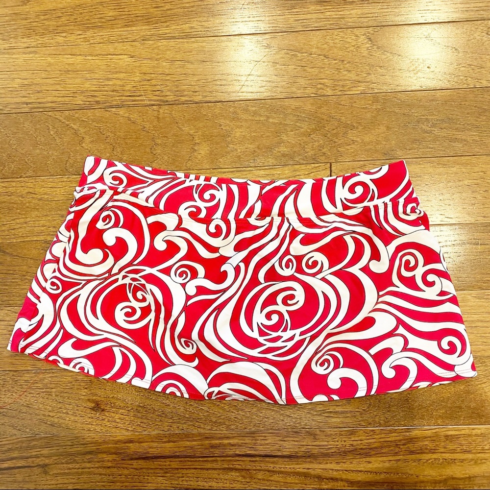 ATHLETA FUCHSIA RED SWIRL PRINT SWIM SKORT